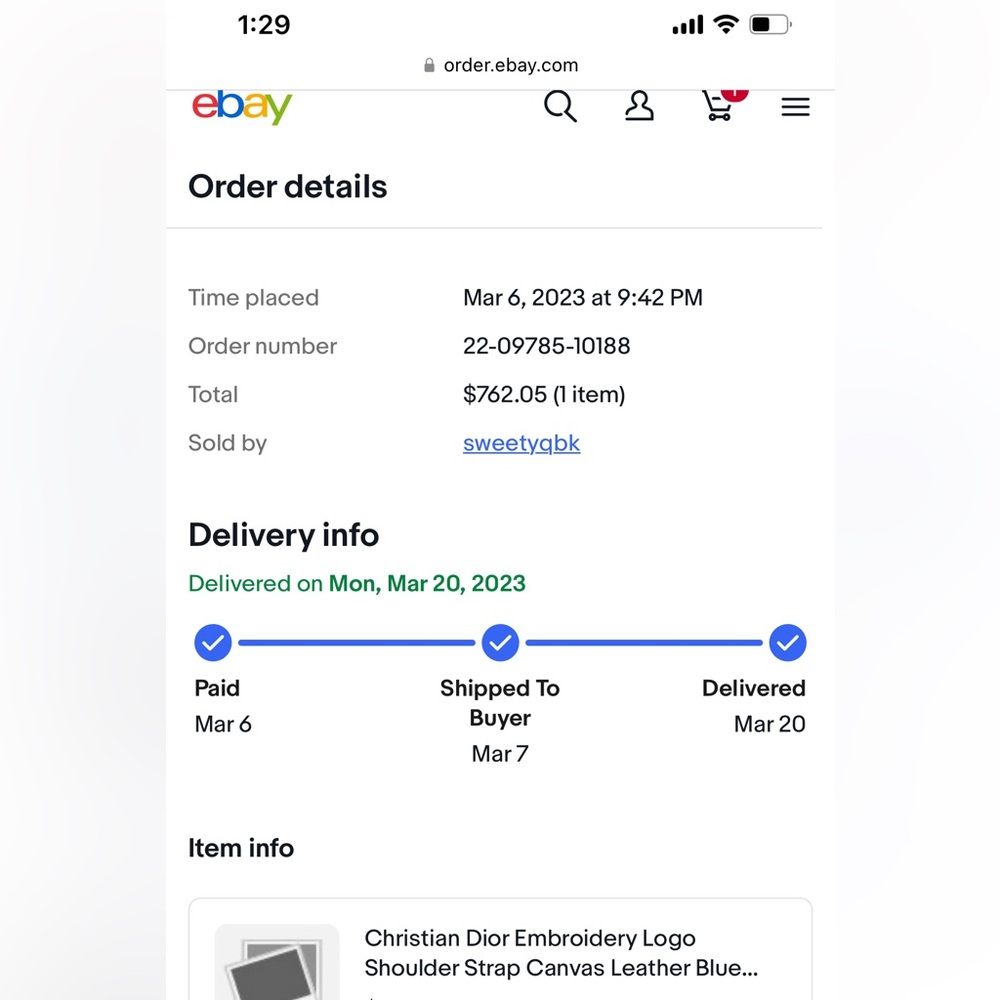 Christian Dior SHOULDER STRAP WITH RING blue color - Picture 9 of 9
